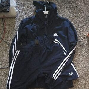 Adidas Dark Blue Tracksuit with White Accents